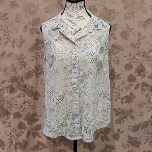 H&M Floral Sleeveless Button Down Blouse, Size 12, Excellent Used Condition!